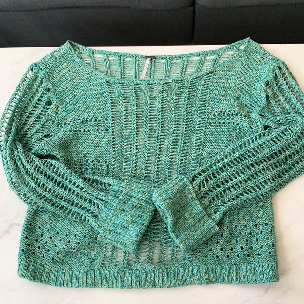 Green Free People Knit Sweater Large